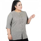 Seduva Women's Casual Solid Grey Top (Grey, Cotton Linen Blend)