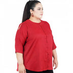 Seduva Women's Casual Solid Maroon Top (Maroon, Cotton Linen Blend)