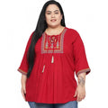 Seduva Women's Casual Embroidered Maroon Top (Maroon)