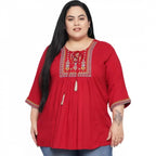 Seduva Women's Casual Embroidered Maroon Top (Maroon)