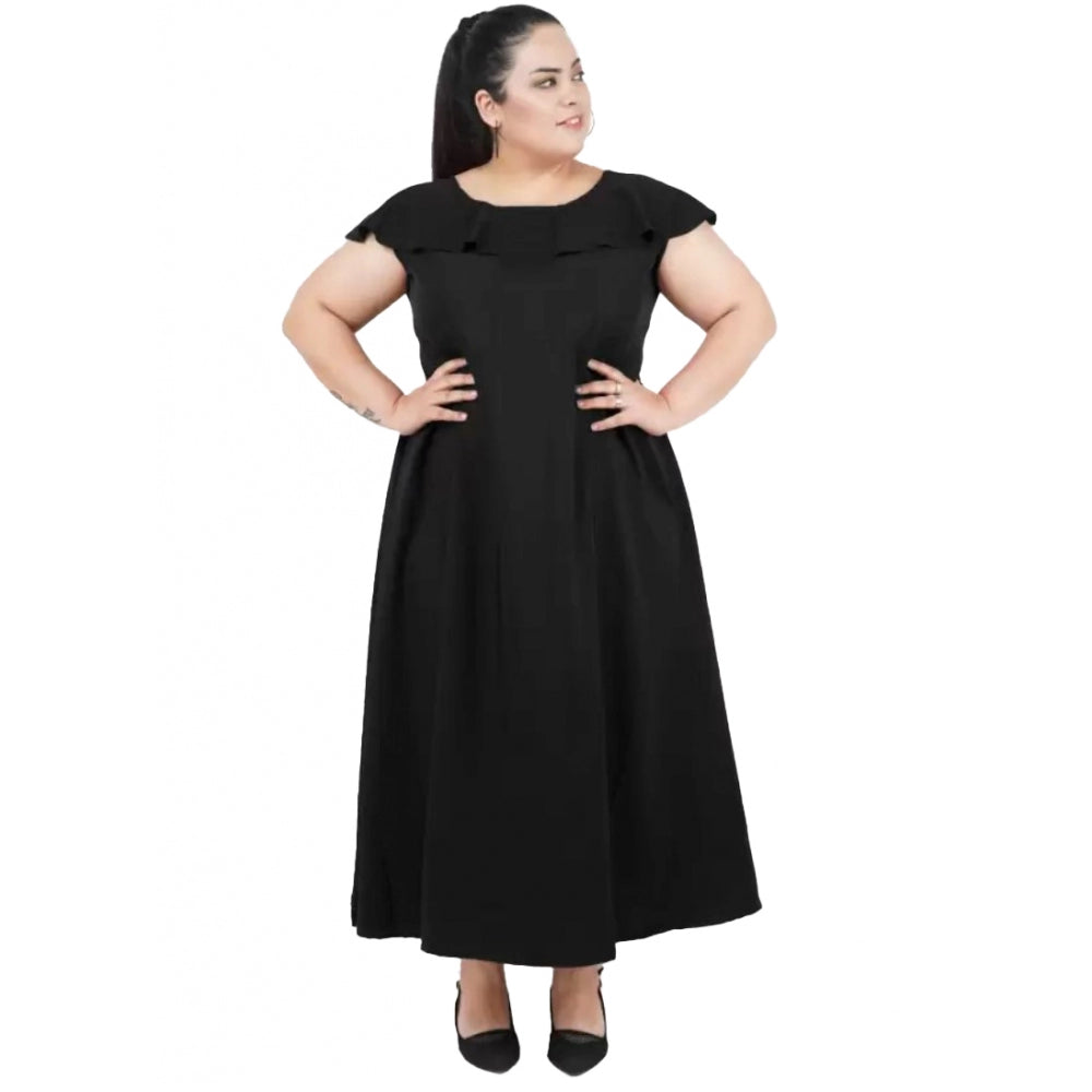 Seduva Women's Fit And Flare Black Dress (Black)