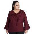 Seduva Women's Casual Bell Sleeve Solid Maroon Top (Maroon, Georgette)