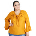 Seduva Women's Casual Bell Sleeve Solid Yellow Top (Yellow, Georgette)