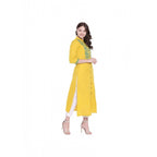Seduva Women's Khadi Embroidered Kurti (Yellow, Khadi)