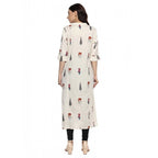 Seduva Women's Khadi Printed A Line Kurti (Off White, Khadi)