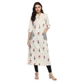 Seduva Women's Khadi Printed A Line Kurti (Off White, Khadi)