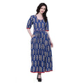 Seduva Women's Cotton Printed Anarkali Kurti (Blue, Cotton)