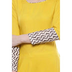 Seduva Women's Rayon Printed Solid Anarkali Kurti (Yellow, Rayon)