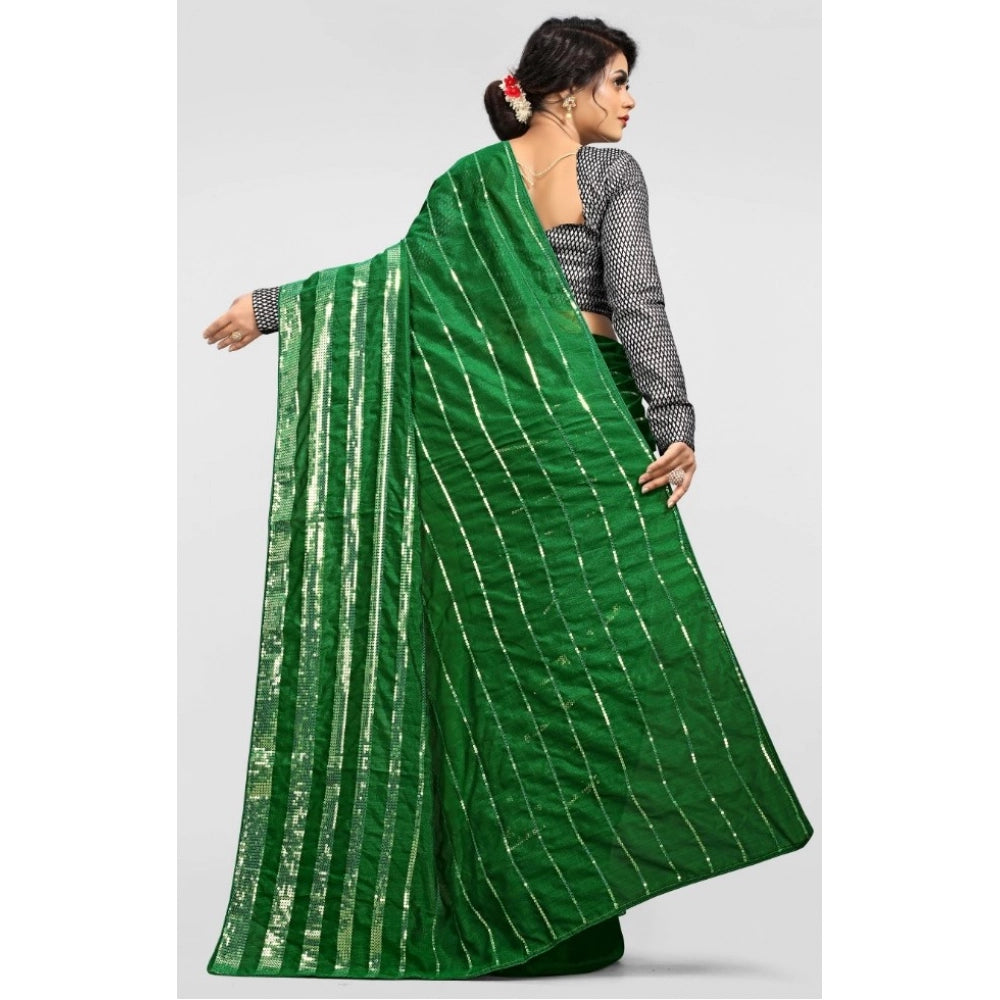 Seduva Women's Vichitra Saree with Blouse (Green, 5-6 Mtrs)