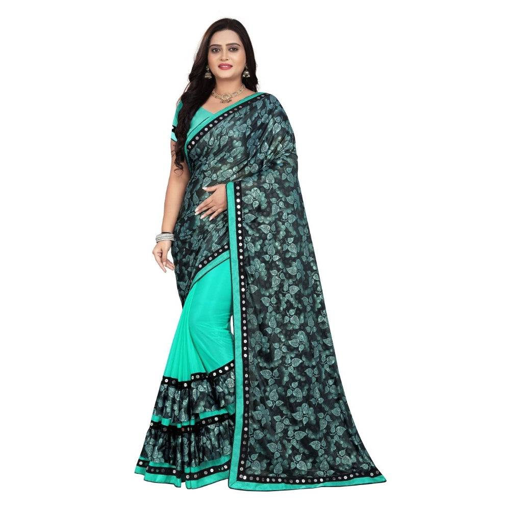 Seduva Women's Lycra Blend Saree with Blouse (Rama, 5-6 Mtrs)