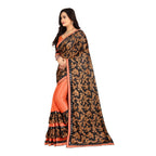 Seduva Women's Lycra Blend Saree with Blouse (Orange, 5-6 Mtrs)
