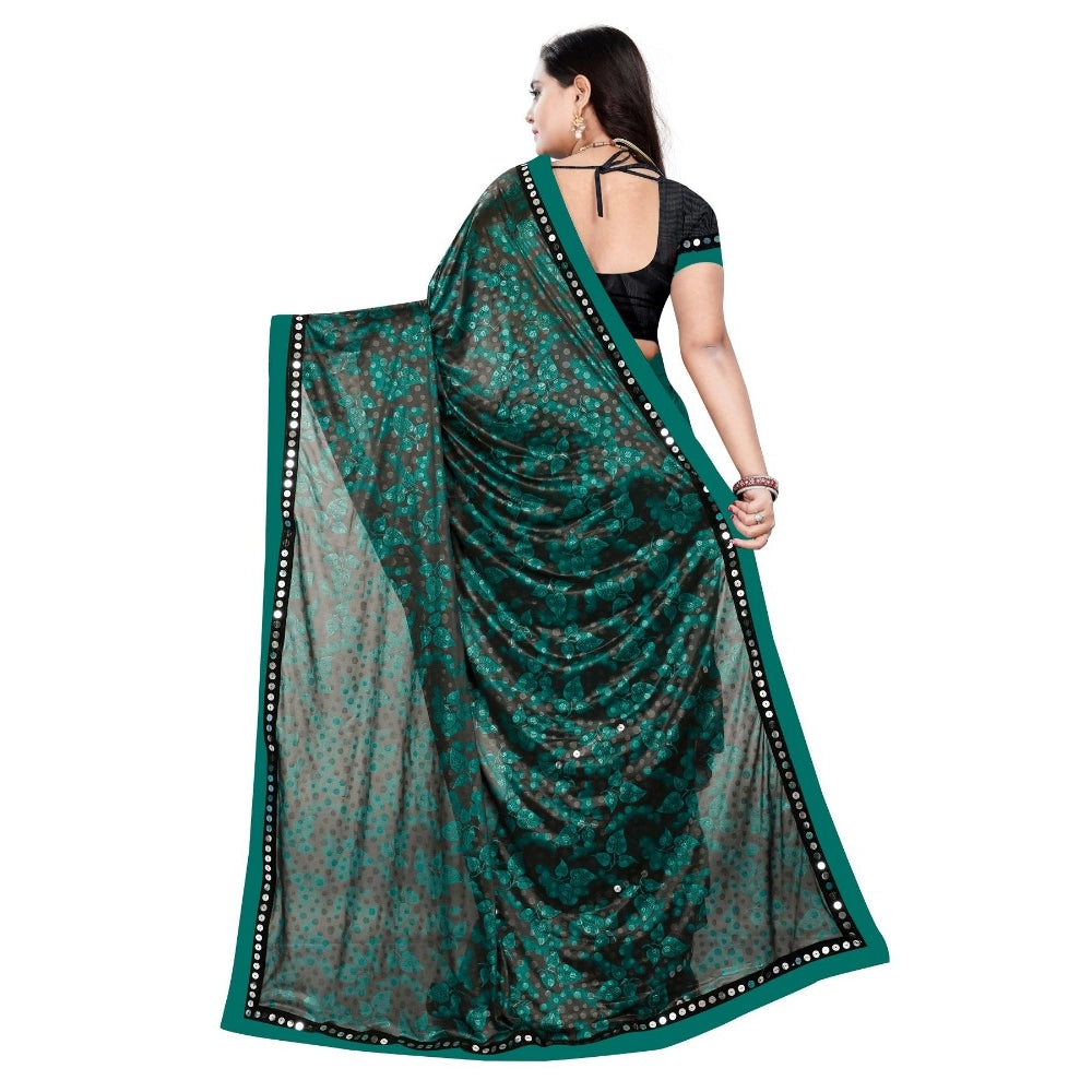 Seduva Women's Lycra Blend Saree with Blouse (Green, 5-6 Mtrs)