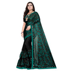 Seduva Women's Lycra Blend Saree with Blouse (Green, 5-6 Mtrs)