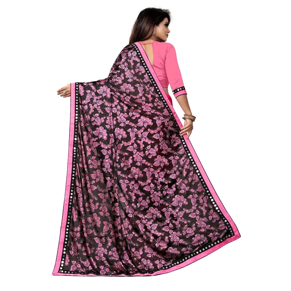 Seduva Women's Lycra Blend Saree with Blouse (Pink, 5-6 Mtrs)