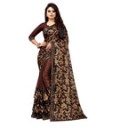 Seduva Women's Lycra Blend Saree with Blouse (Coffee, 5-6 Mtrs)