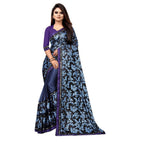 Seduva Women's Lycra Blend Saree with Blouse (Blue, 5-6 Mtrs)