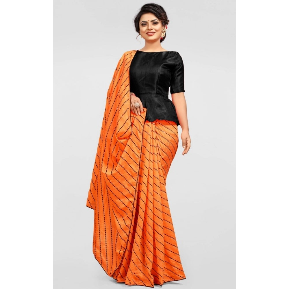 Seduva Women's Vichitra Saree with Blouse (Orange, 5-6 Mtrs)