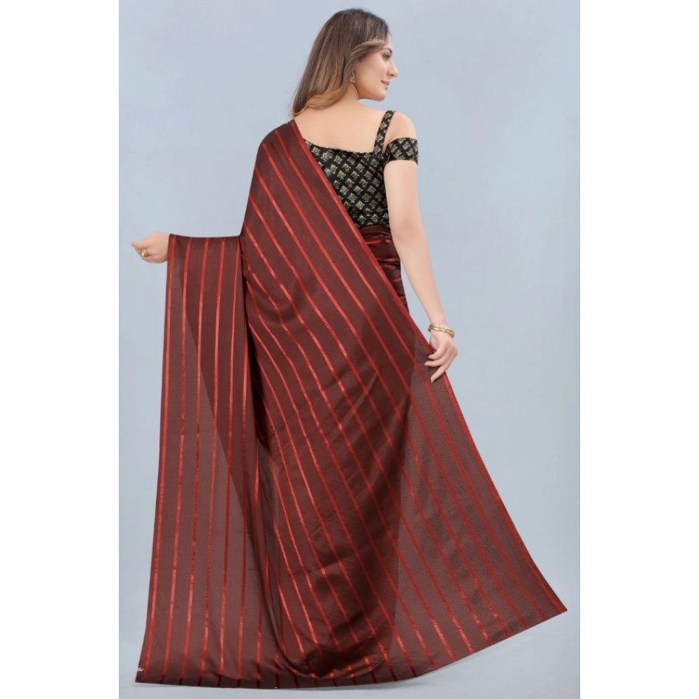 Seduva Women's Satin Silk Saree with Blouse (Orange, 5-6 Mtrs)
