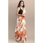 Seduva Women's Joya Silk Saree with Blouse (Orange, 5-6 Mtrs)