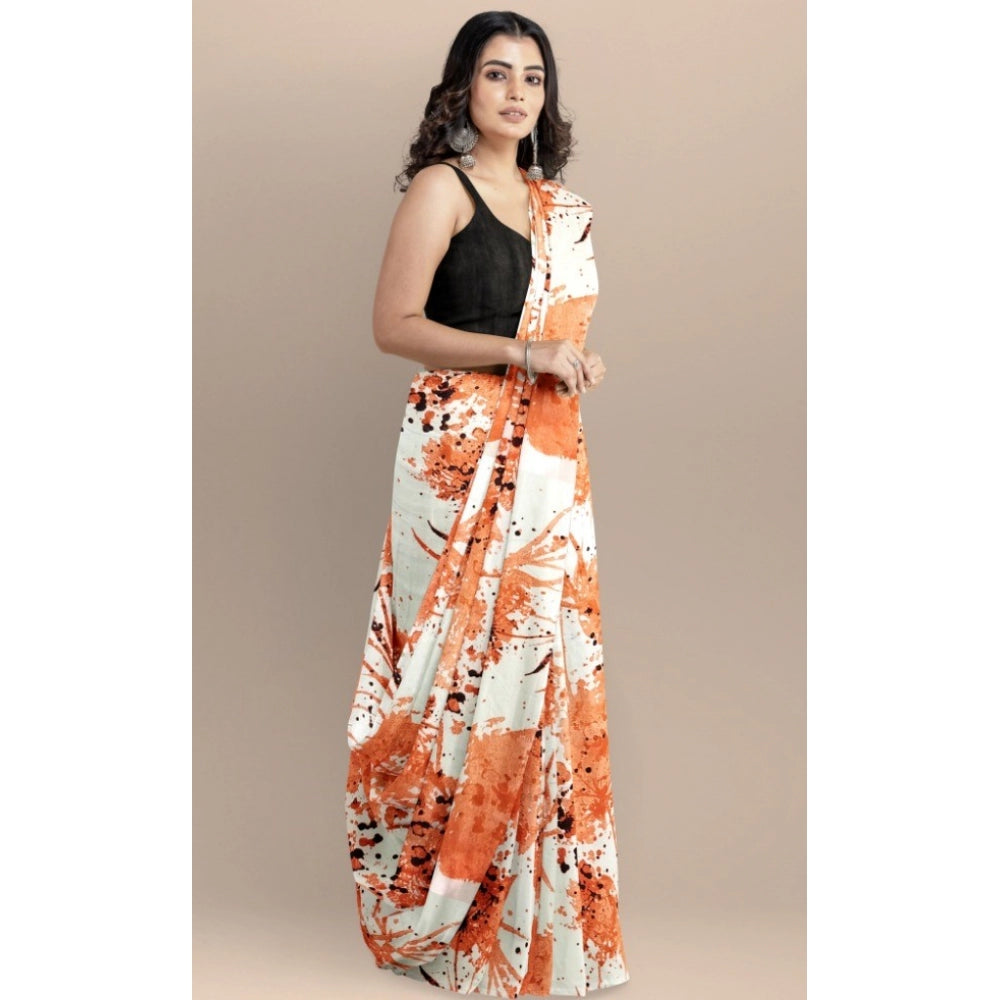 Seduva Women's Joya Silk Saree with Blouse (Orange, 5-6 Mtrs)