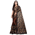 Seduva Women's Lycra Blend Saree with Blouse (Coffee, 5-6 Mtrs)