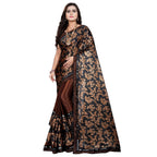 Seduva Women's Lycra Blend Saree with Blouse (Coffee, 5-6 Mtrs)