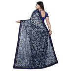 Seduva Women's Lycra Blend Saree with Blouse (Blue, 5-6 Mtrs)