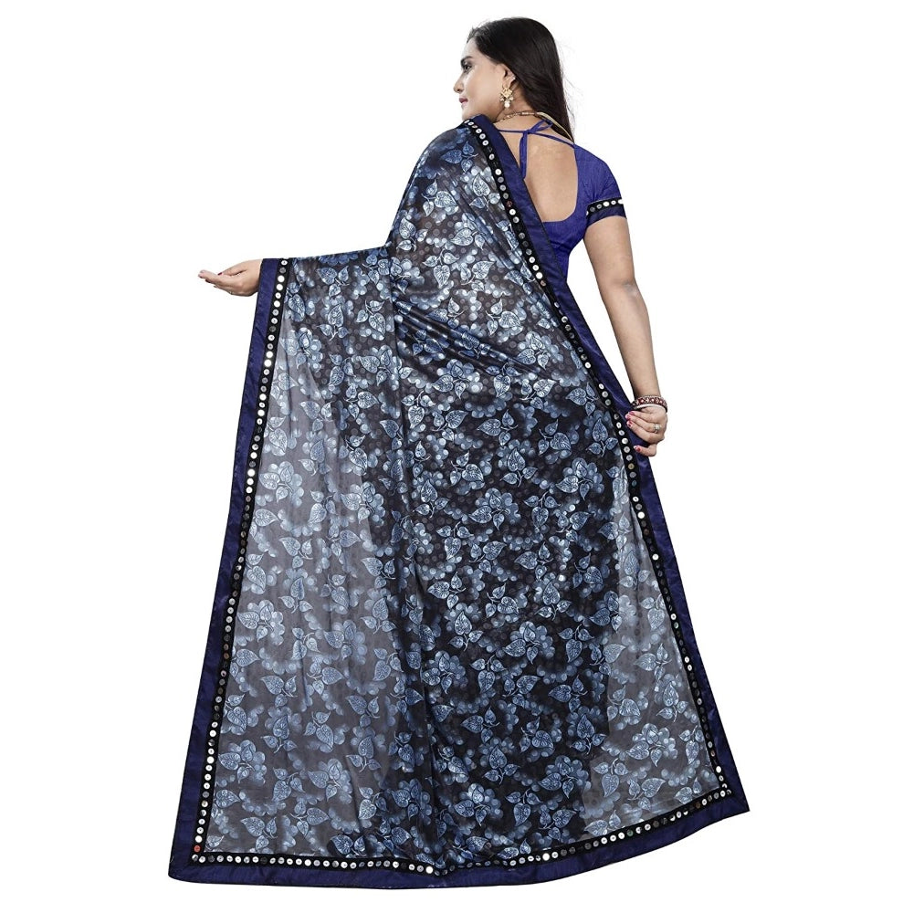 Seduva Women's Lycra Blend Saree with Blouse (Blue, 5-6 Mtrs)