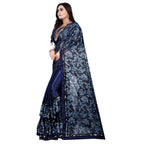 Seduva Women's Lycra Blend Saree with Blouse (Blue, 5-6 Mtrs)