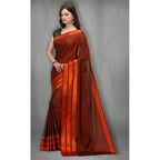 Seduva Women's Satin Silk Saree with Blouse (Orange, 5-6 Mtrs)