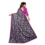 Seduva Women's Lycra Blend Saree with Blouse (Purple, 5-6 Mtrs)