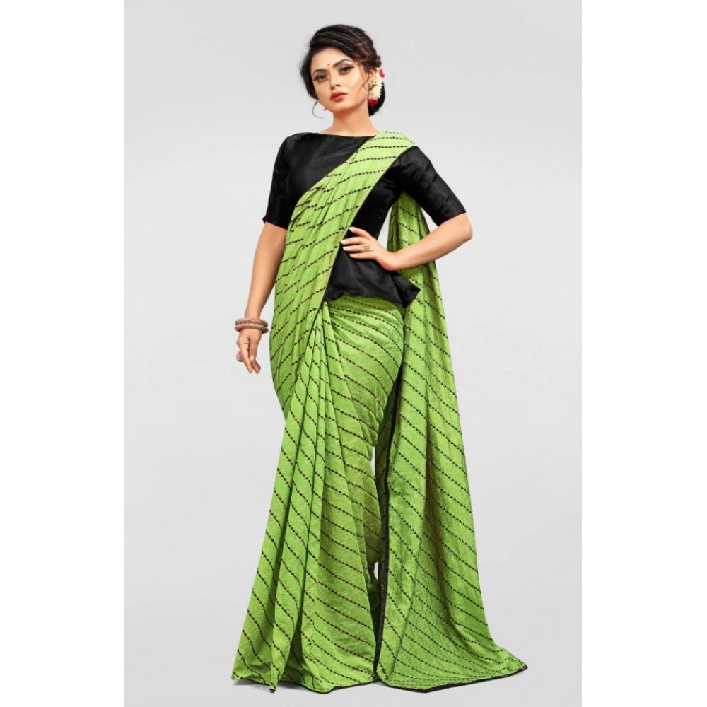 Seduva Women's Vichitra Saree with Blouse (LightGreen, 5-6 Mtrs)