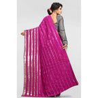 Seduva Women's Vichitra Saree with Blouse (Pink, 5-6 Mtrs)