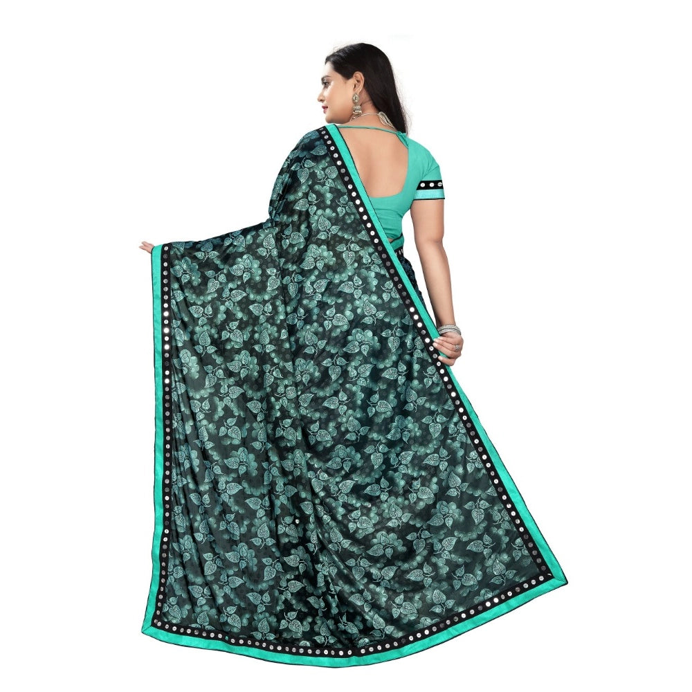 Seduva Women's Lycra Blend Saree with Blouse (Rama, 5-6 Mtrs)