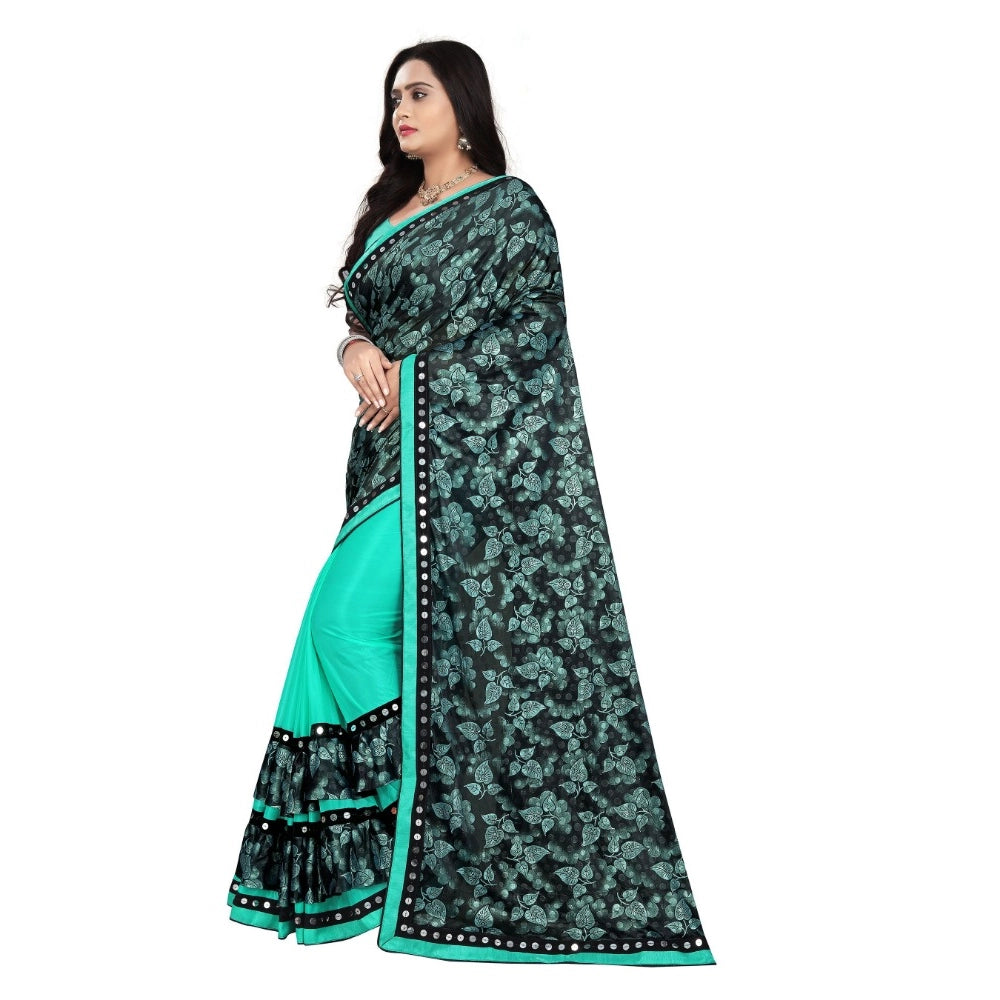 Seduva Women's Lycra Blend Saree with Blouse (Rama, 5-6 Mtrs)