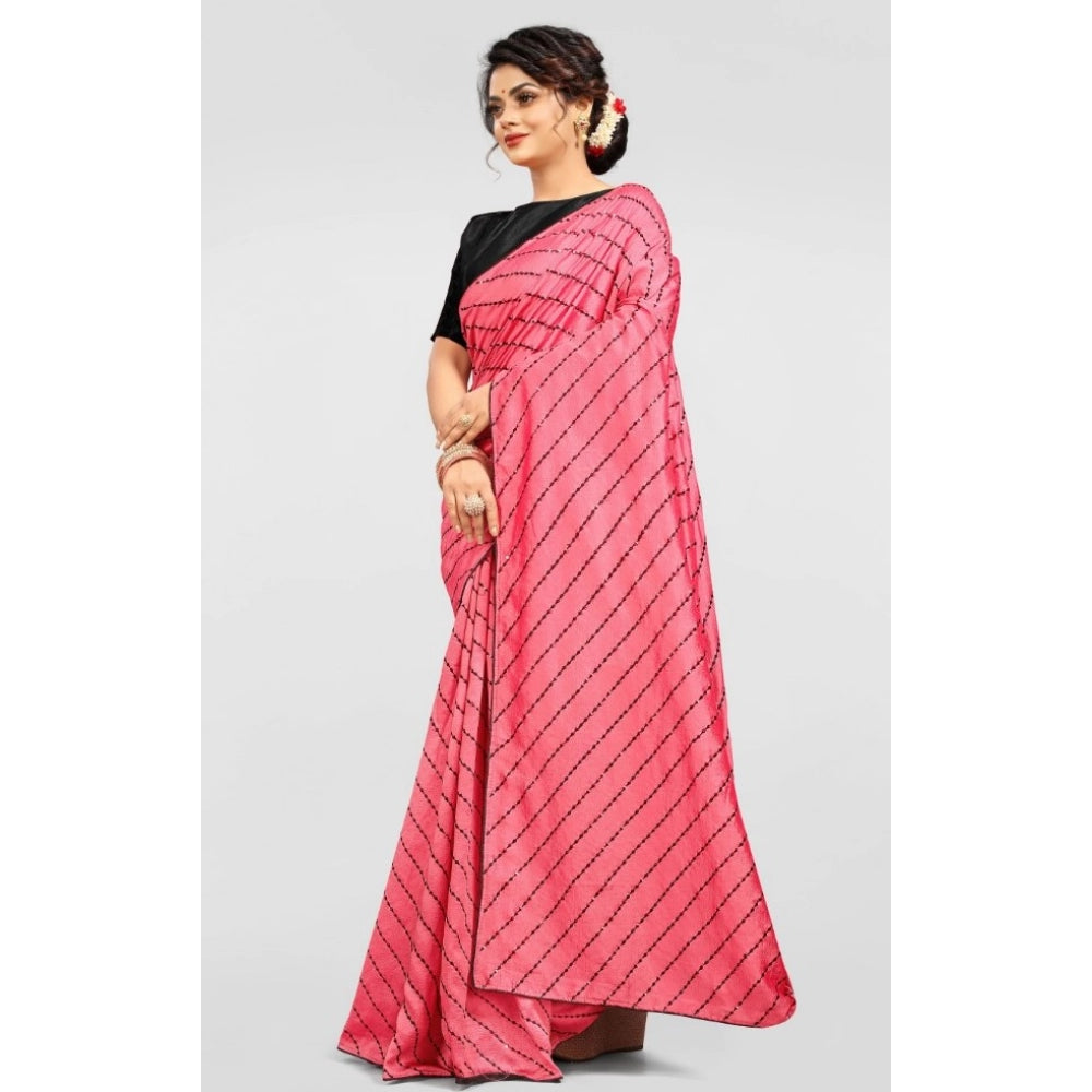 Seduva Women's Vichitra Saree with Blouse (Gajari, 5-6 Mtrs)