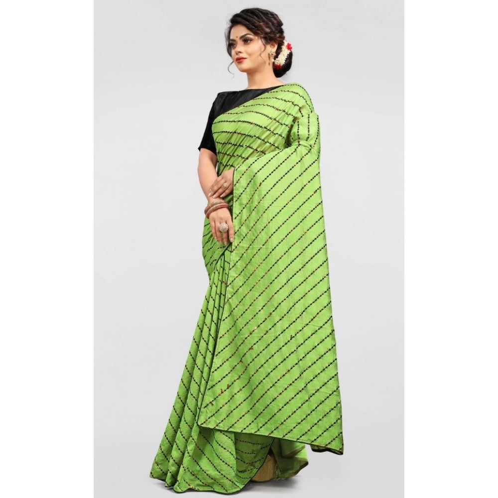 Seduva Women's Vichitra Saree with Blouse (LightGreen, 5-6 Mtrs)