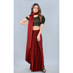 Seduva Women's Satin Silk Saree with Blouse (Red, 5-6 Mtrs)