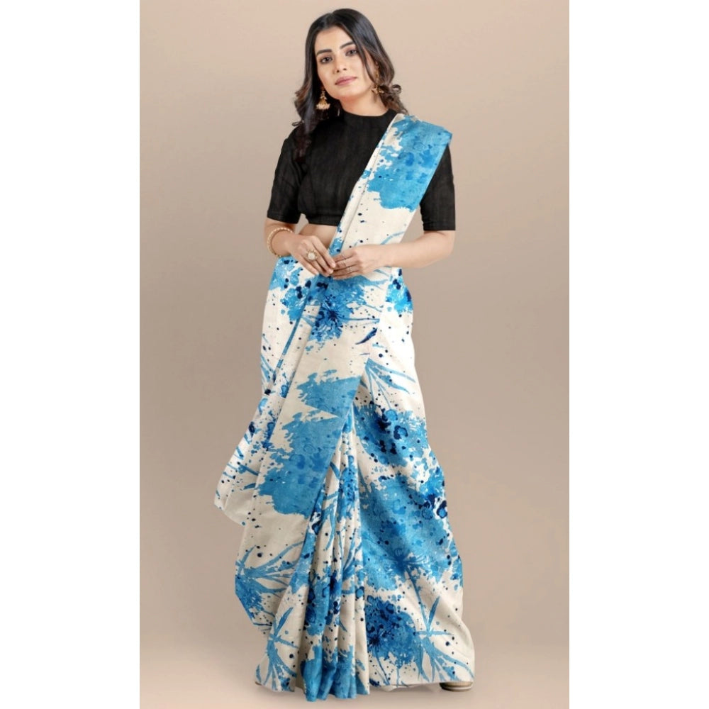 Seduva Women's Joya Silk Saree with Blouse (Sky, 5-6 Mtrs)