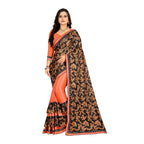 Seduva Women's Lycra Blend Saree with Blouse (Orange, 5-6 Mtrs)