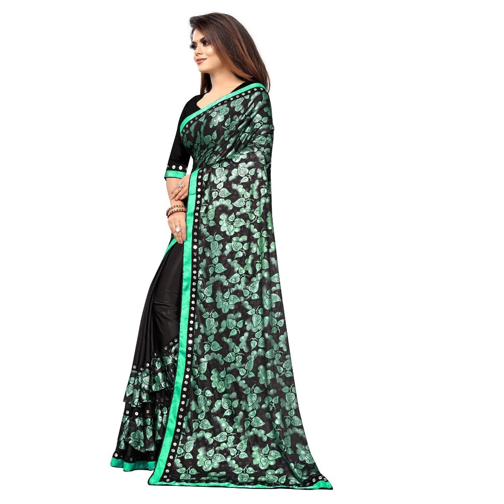 Seduva Women's Lycra Blend Saree with Blouse (Green, 5-6 Mtrs)