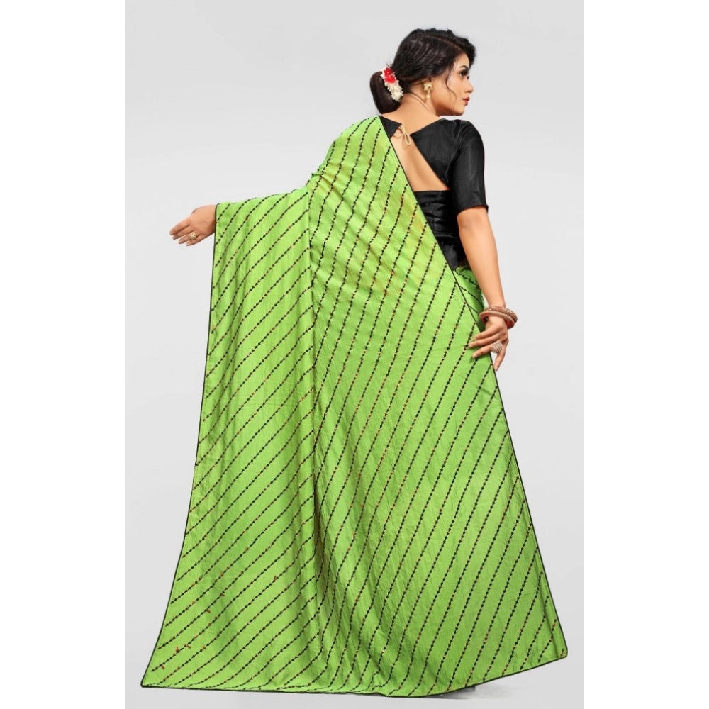 Seduva Women's Vichitra Saree with Blouse (LightGreen, 5-6 Mtrs)