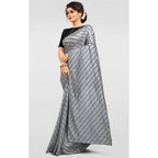 Seduva Women's Vichitra Saree with Blouse (Grey, 5-6 Mtrs)
