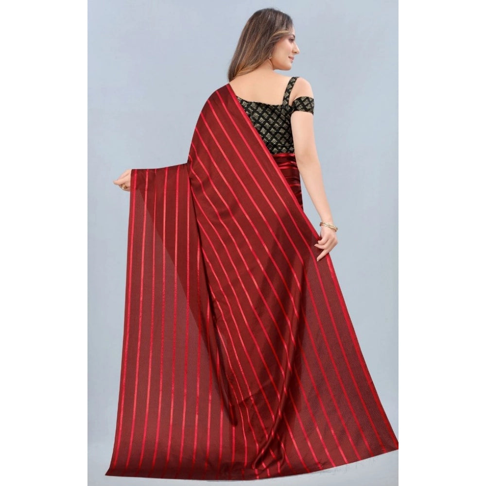 Seduva Women's Satin Silk Saree with Blouse (Red, 5-6 Mtrs)
