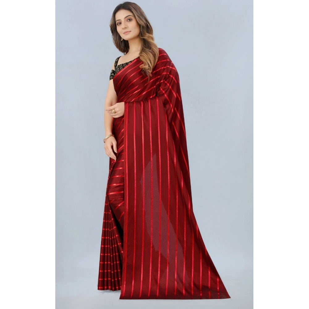 Seduva Women's Satin Silk Saree with Blouse (Red, 5-6 Mtrs)