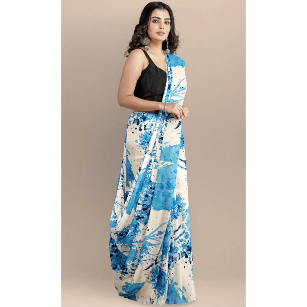 Seduva Women's Joya Silk Saree with Blouse (Sky, 5-6 Mtrs)