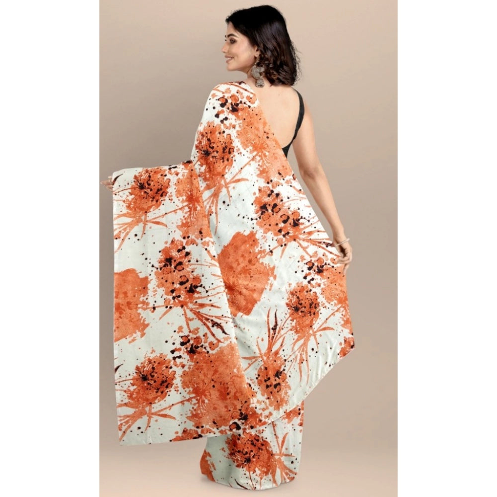 Seduva Women's Joya Silk Saree with Blouse (Orange, 5-6 Mtrs)