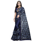 Seduva Women's Lycra Blend Saree with Blouse (Blue, 5-6 Mtrs)