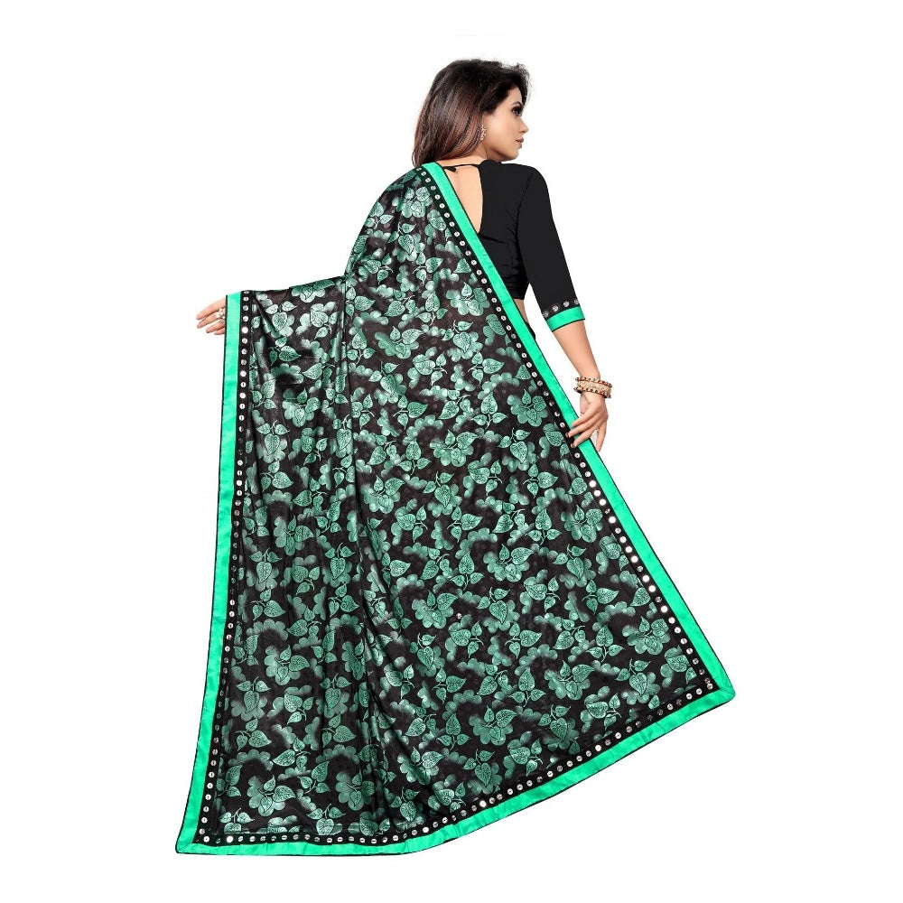 Seduva Women's Lycra Blend Saree with Blouse (Green, 5-6 Mtrs)