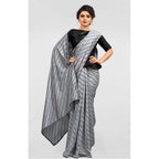 Seduva Women's Vichitra Saree with Blouse (Grey, 5-6 Mtrs)
